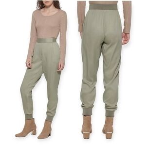 DKNY Women's Ribbed Ankle Cuff Easy Pull-on Pleated Sportswear Pant